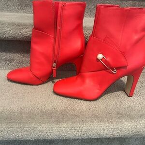 Nine West leather Salmon/Red 3 1/2 Heeled short boots Size 12-Brand New